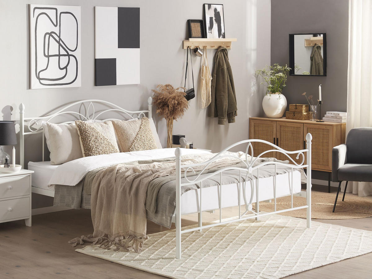 METALLBETT 180/200cm Weiß Antlia - Weiß, Metall (180/200cm) - Beliani