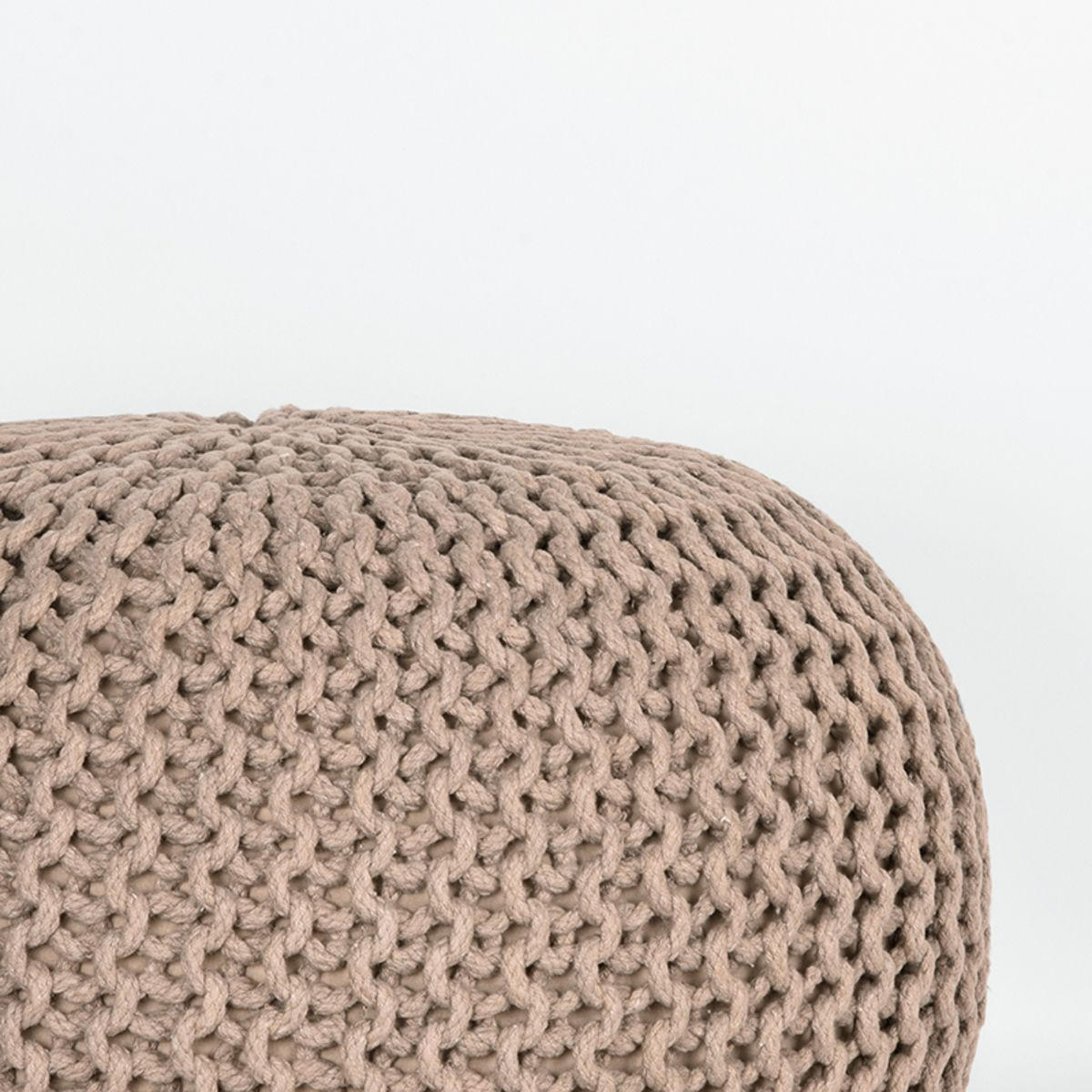 POOF Strick Beige 50/50/35 cm - Beige, Textil (50/35/50cm) - LABEL51