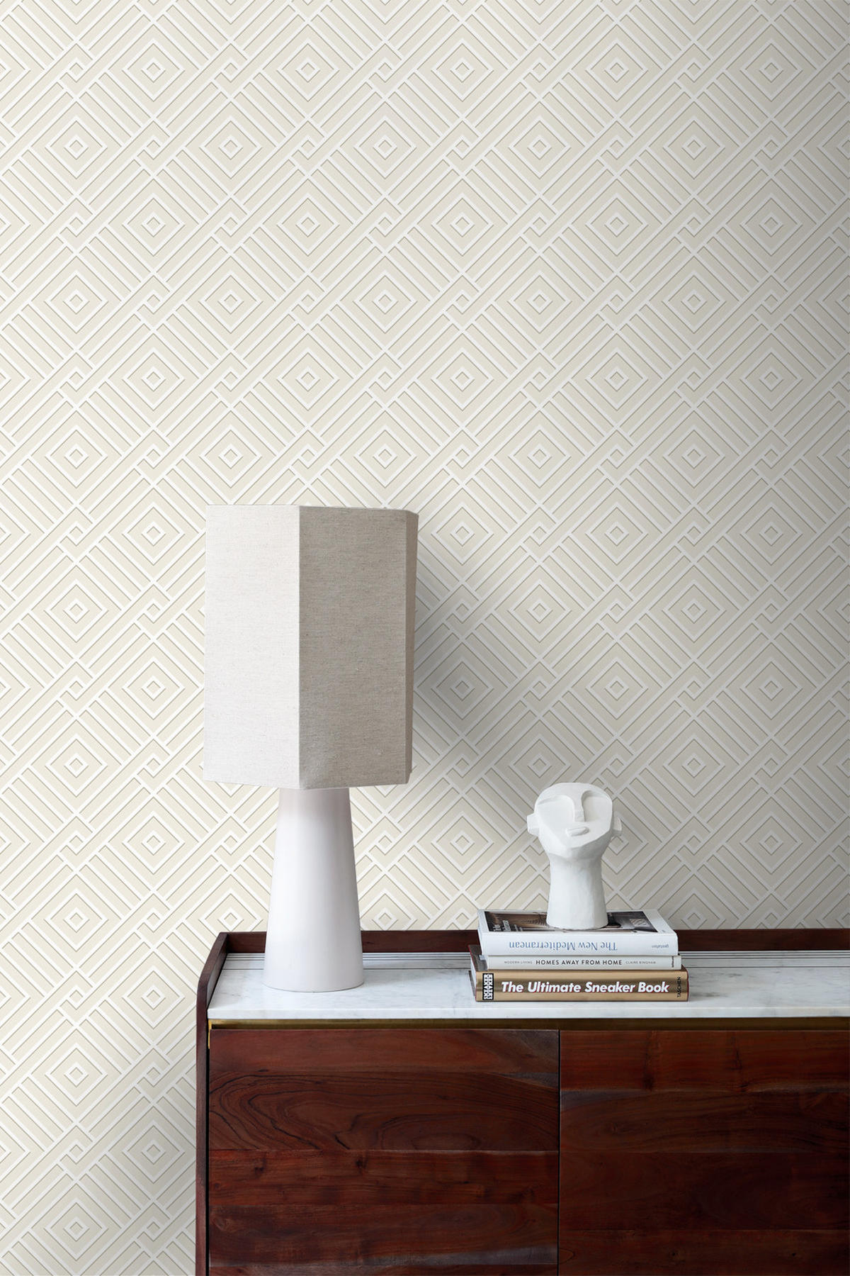 TAPETE 3D grafisches Motiv 50 x 900 cm - Weiß, Papier (50/900cm) - Origin Wallcoverings
