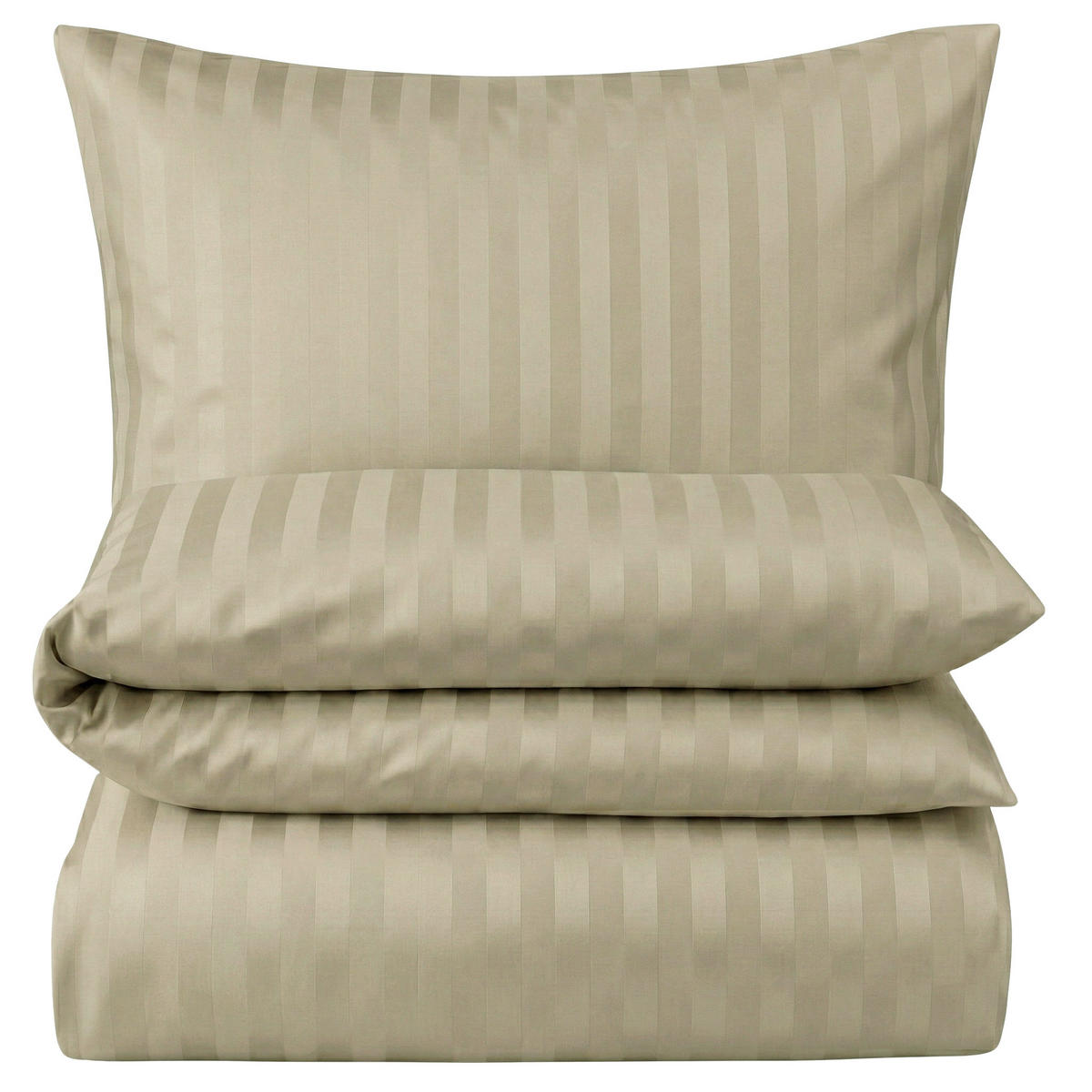 BETTWÄSCHE Damast 135x200 Beige Taupe gestreift - Made in Germany - Taupe, Textil (135/200cm) - Carpe Sonno