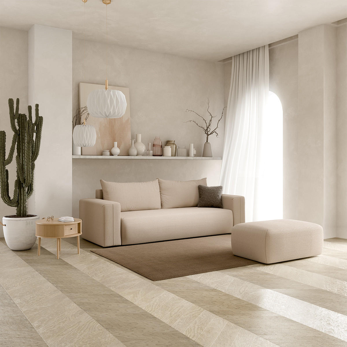 SOFA Bliss 3 Sitzplätze Beige - Beige, Holz (252/72/97cm) - Petits-meubles