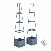 2XPFLANZKÜBEL - Grau, Kunststoff/Metall (25/145/25cm) - Relaxdays