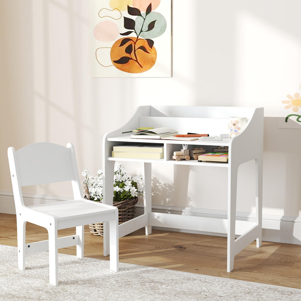 SCHREIBTISCH-SET DE-17552 offene Fächer und Regale Weiß - Weiß, Holzwerkstoff (60/68/48cm) - ComfortXL