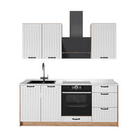 ENKELKÖK Fame-Line, Vitt hus på landet/Goldkraft ek, 190 cm AP Marble - Vit/Honungsek, Träbaserade material (190/206.8/60cm) - Vicco