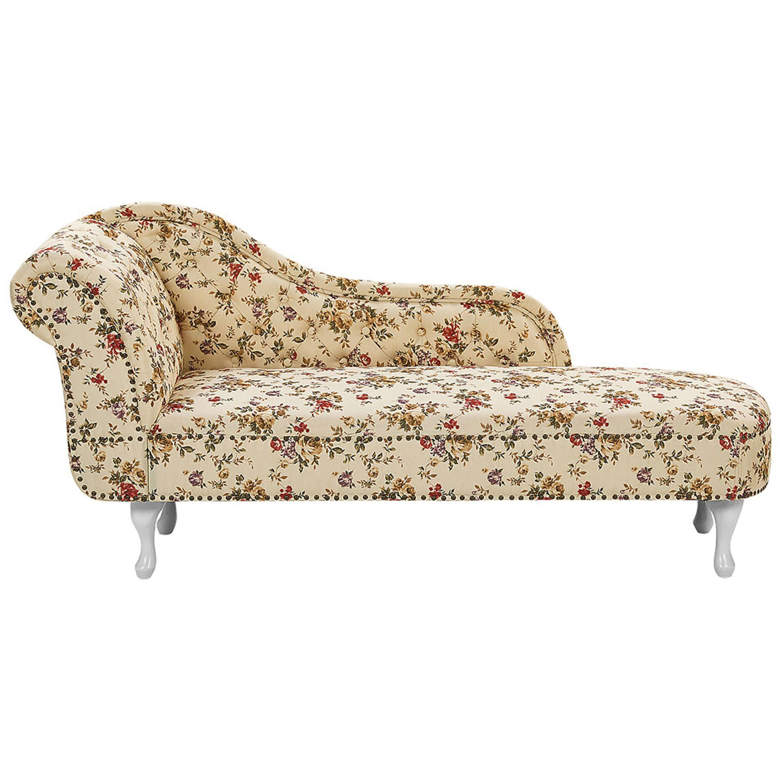 CHAISELONGUE Polsterbezug beige Blumenmuster linksseitig Nimes - Beige/Multicolor, Textil (170/79/61cm) - Beliani