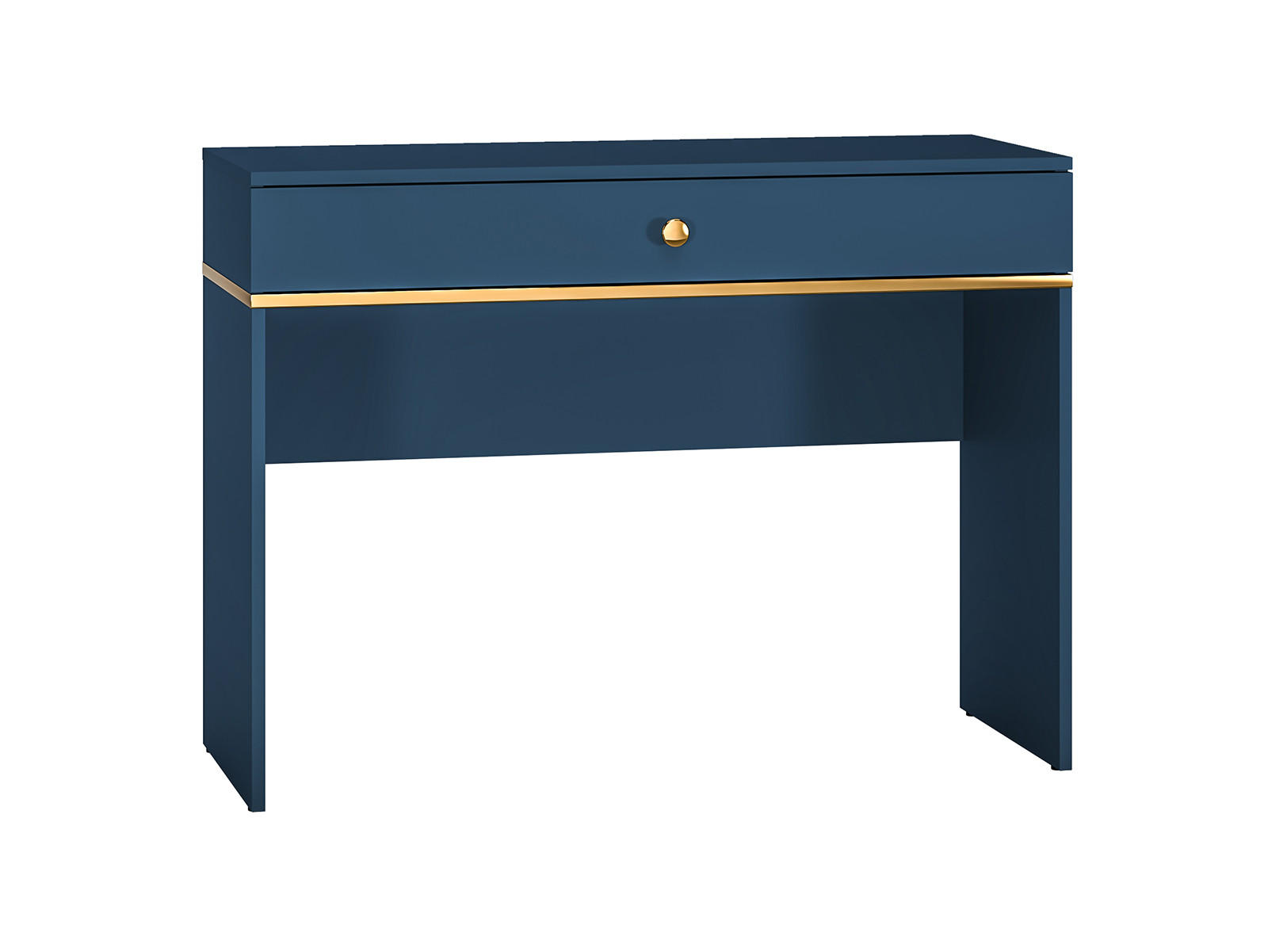 SCHMINKTISCH Marine dunkelblau / gold 100 / 40 / 79cm - Blau, Holz/Holzwerkstoff (40/100/79cm) - Feldmann-Wohnen