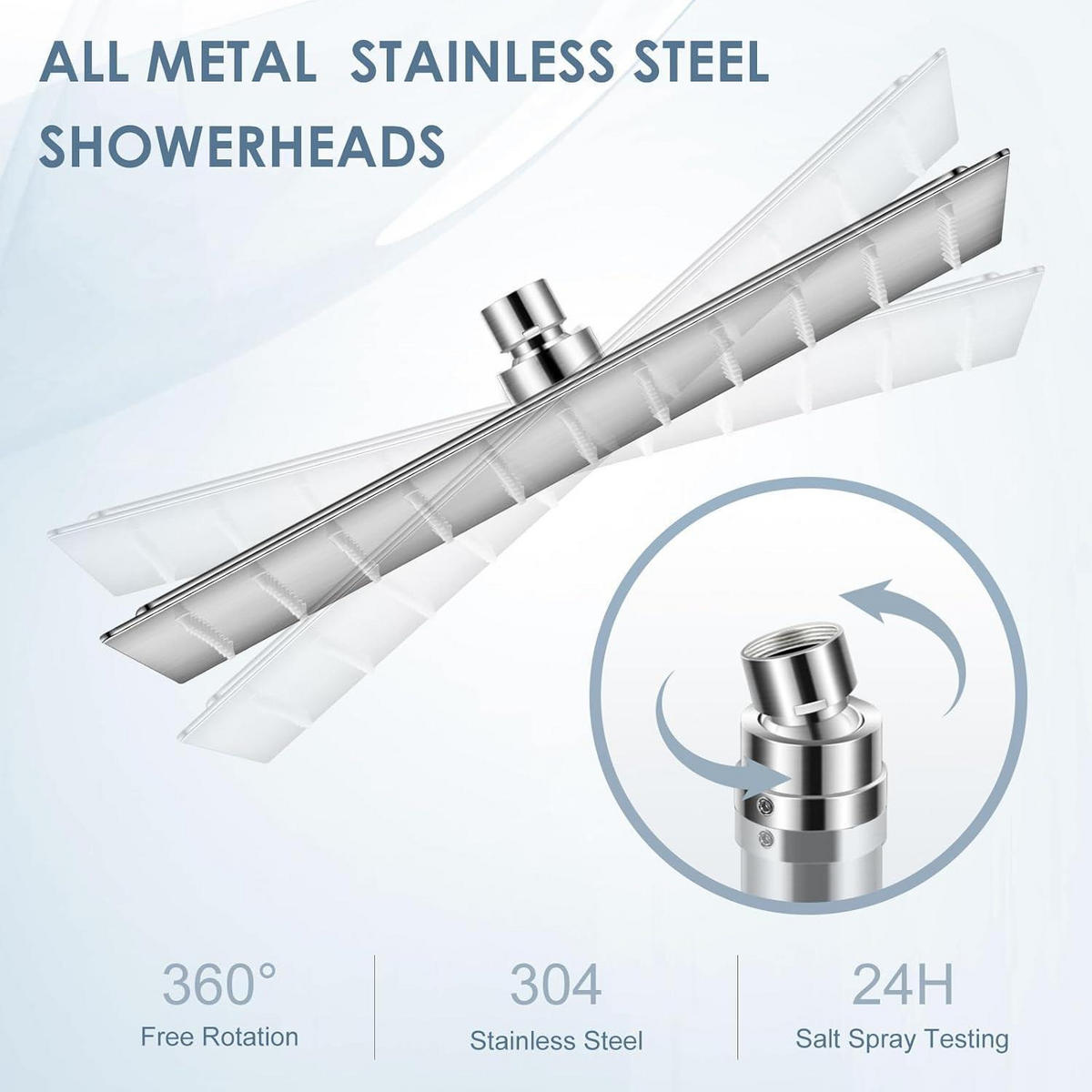 DUSCHKOPF Regendusche 25 cm Gebürstetes Nickel Wassersparend Antikalk Düsen - Silberfarben, Metall (25/12.7/25cm)