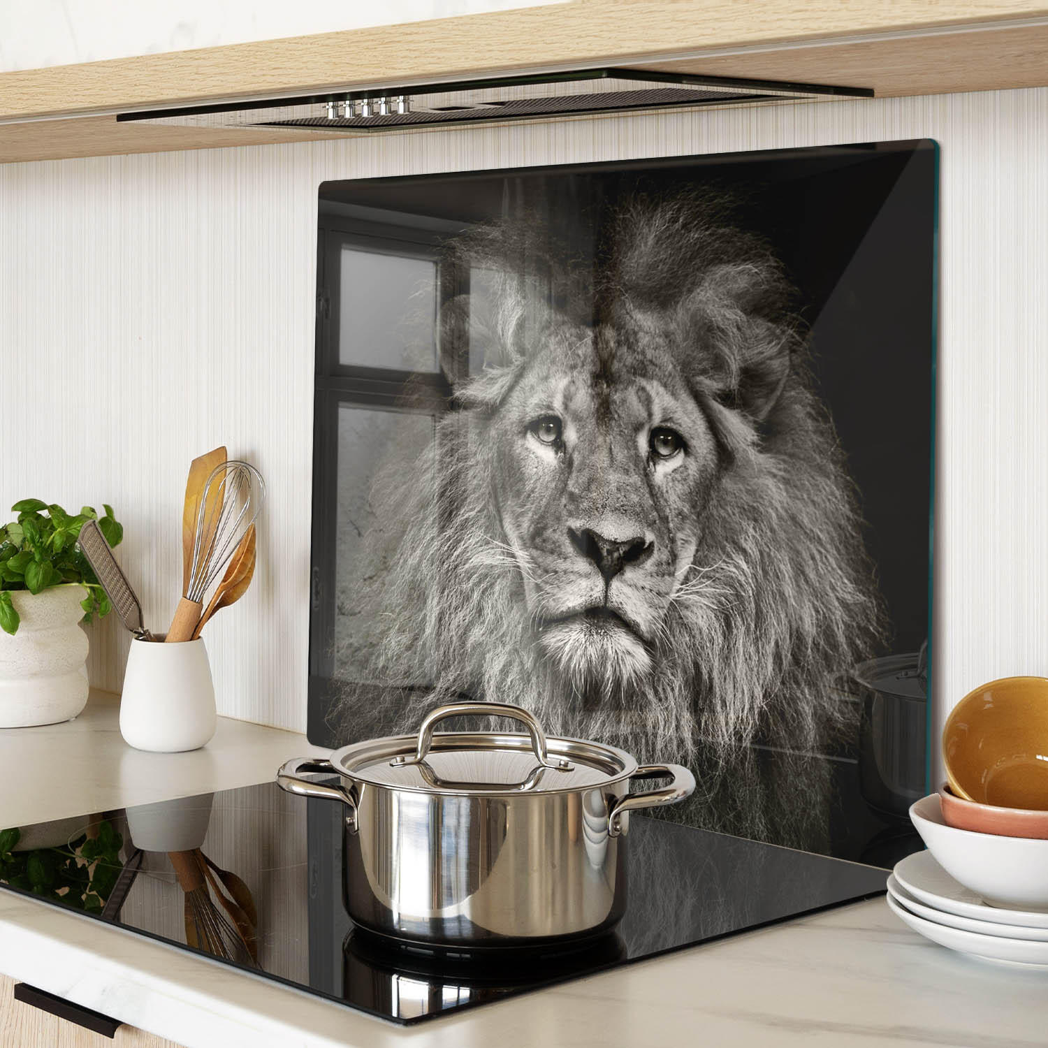 GLASPLATTE 60x52 cm Löwe - Braun/Hellgrün, Glas (60/0.4/52cm) - TULUP