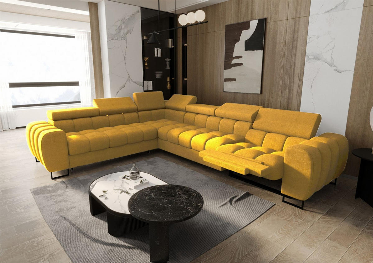 ECKSOFA Bastien Relax - Gelb, Holzwerkstoff/Textil (260/330cm) - Fun Möbel