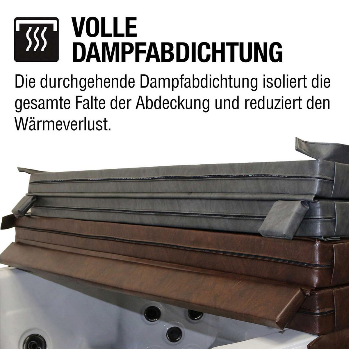 WHIRLPOOL ISOLIERABDECKUNG Okanagan schwarze Whirlpool-Abdeckung - Schwarz, Leder (160/160cm) - Canadian Spa Company