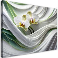 LEINWANDBILD Orchidee abstrakt 3D - Weiß, Textil (90/60cm) - Feeby