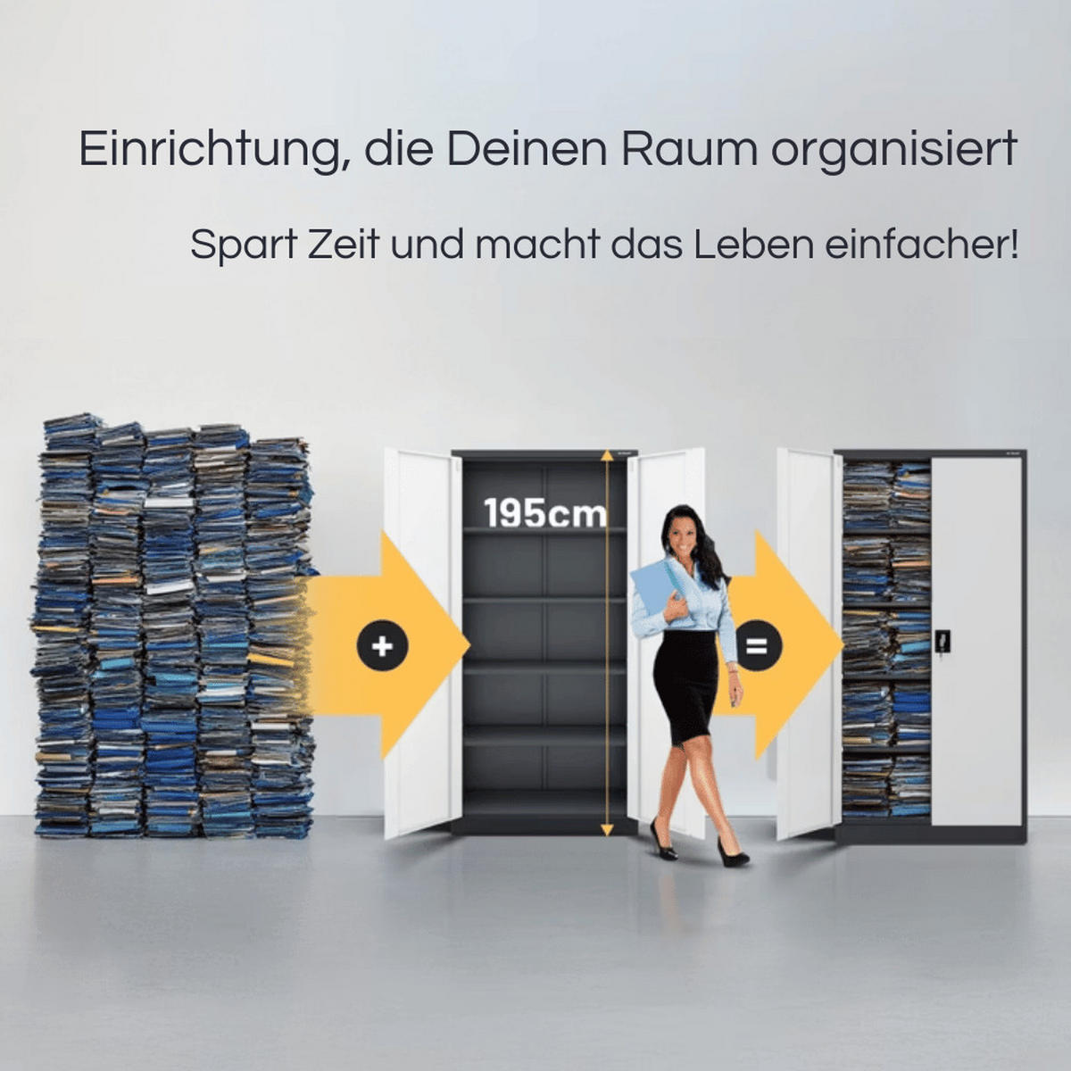 AKTENSCHRANK abschließbar KADO mit Flügeltüren 195x90x40cm Anthrazit-Weiß - Anthrazit, Metall (90/195/40cm) - DELUKE