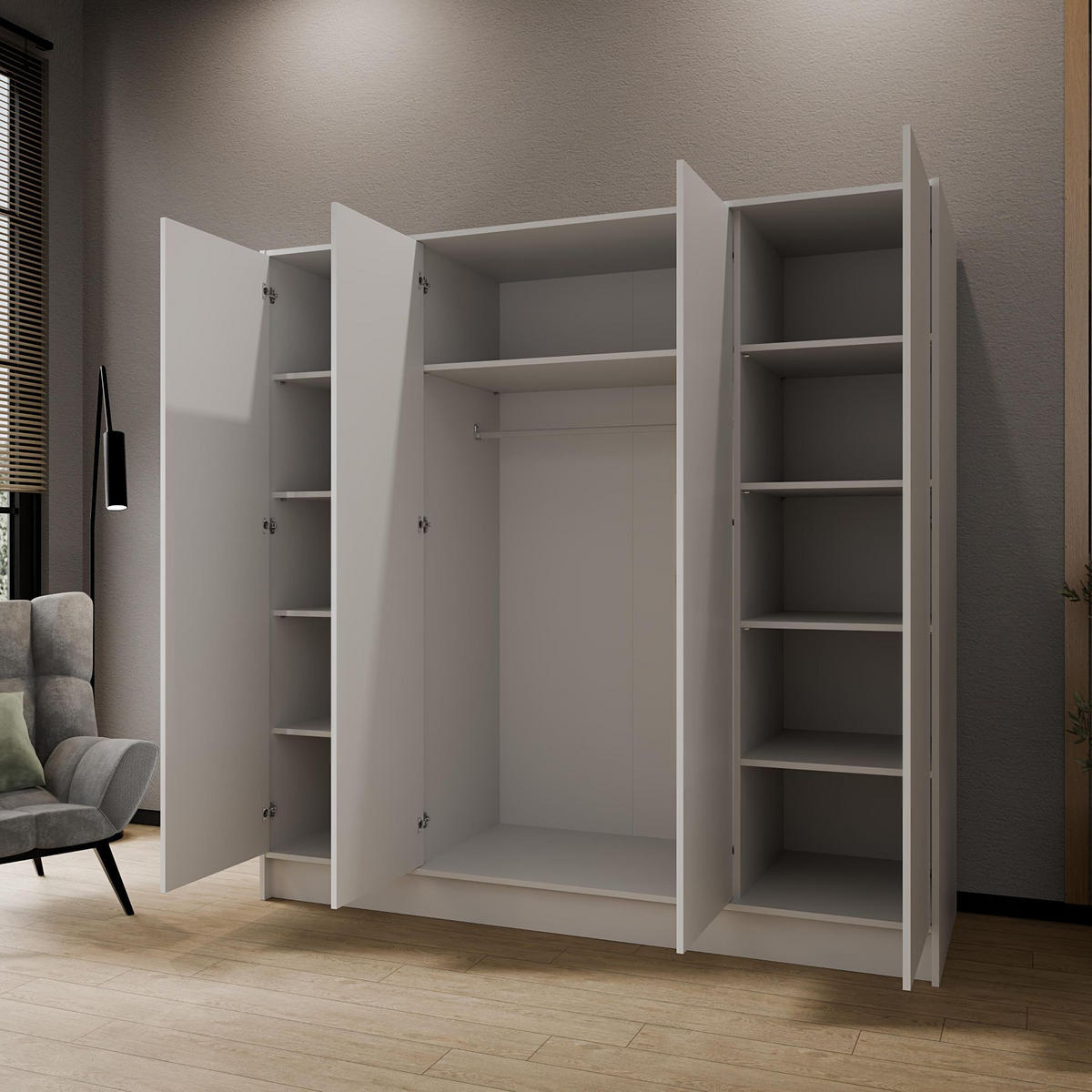 SCHRANK Weiß 200 ALA Ohne Spiegel Ohne Griffe - Weiß, Holzwerkstoff (200/200/51cm) - Sepro Meble