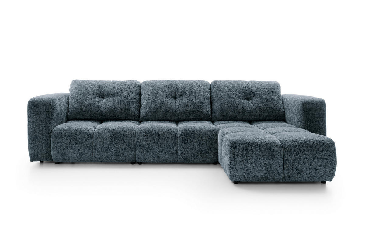 ECKSOFA ARTE 03 Dunkelblau Chenille mit Schlaffunktion - Dunkelblau, Holz (336/177cm) - MASSENO