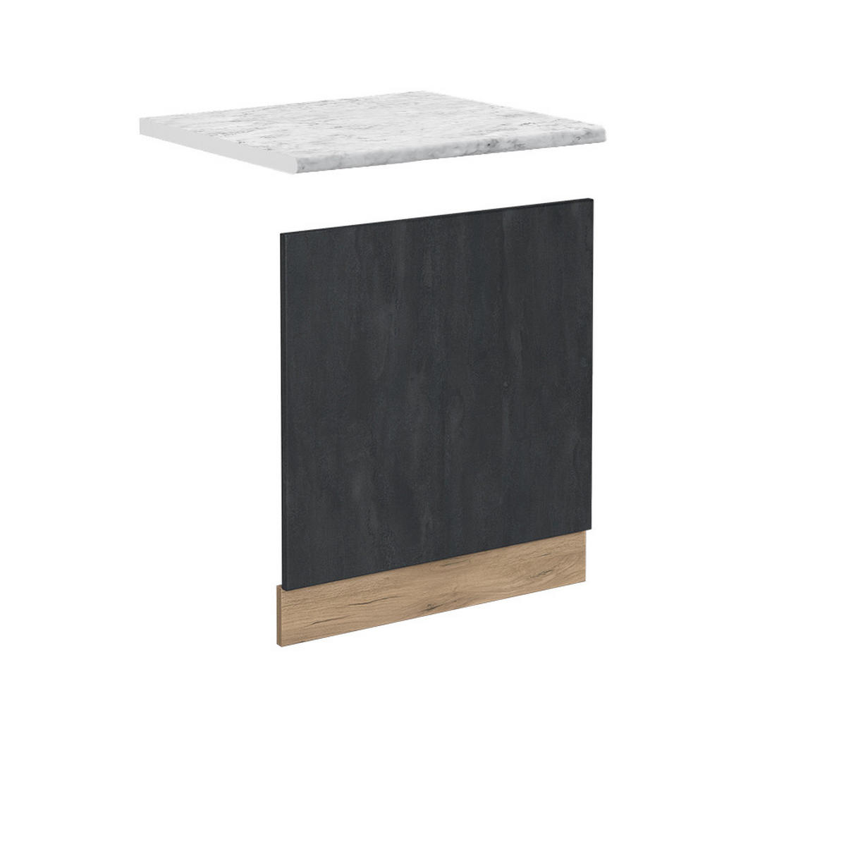 FRONTBLENDE R-Line Schwarz Beton 60 cm AP Marmor - Eiche Wotan/Schwarz, Holzwerkstoff (60/57.2/1.6cm) - Vicco