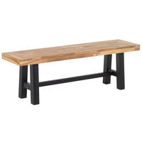 SITZBANK Akazienholz schwarz/hellbraun 140 cm Scania - Hellbraun/Schwarz, Holz (140/45/36cm) - Beliani
