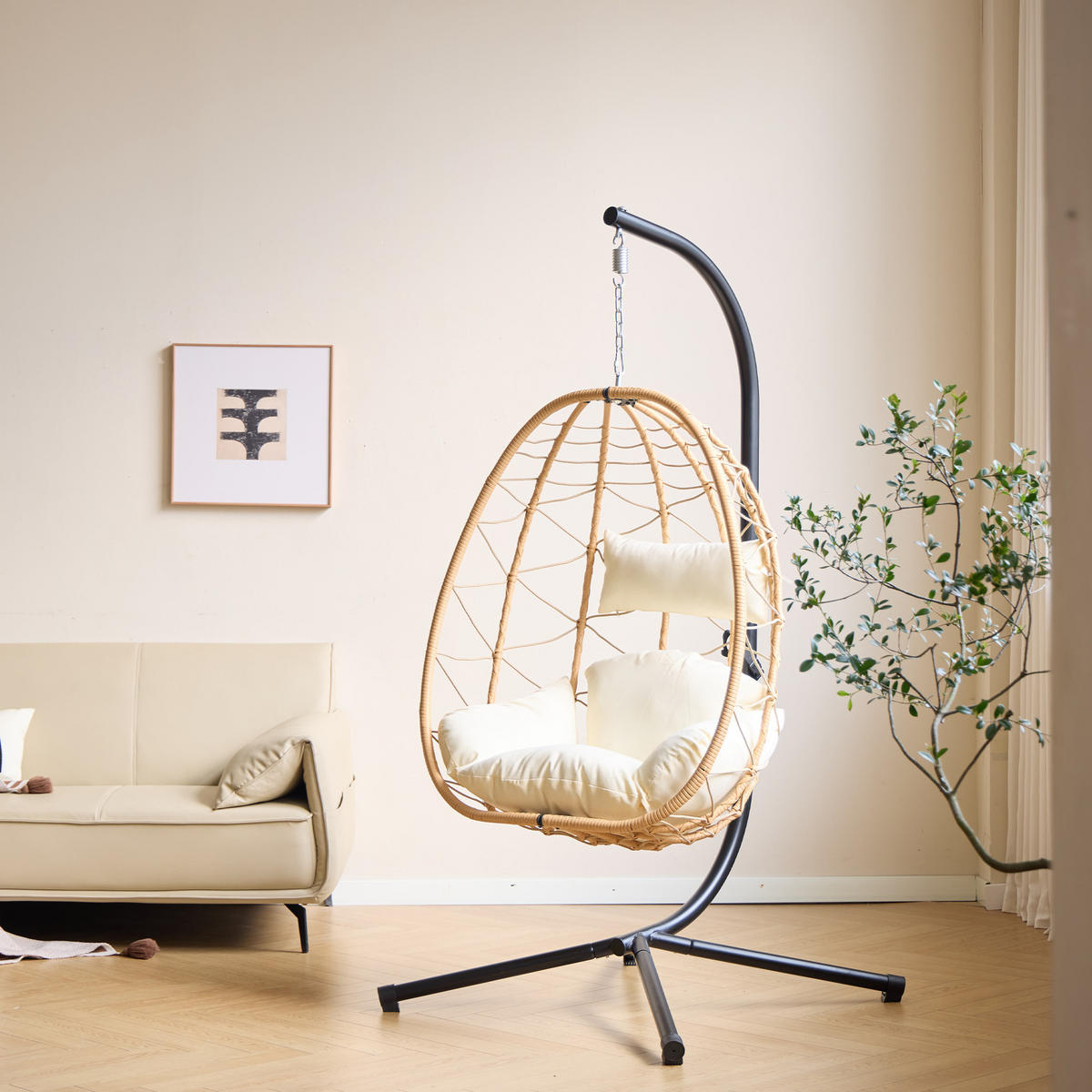 HÄNGESESSEL Rattan - Braun - Braun, Metall (97/197/138cm) - Nordlys