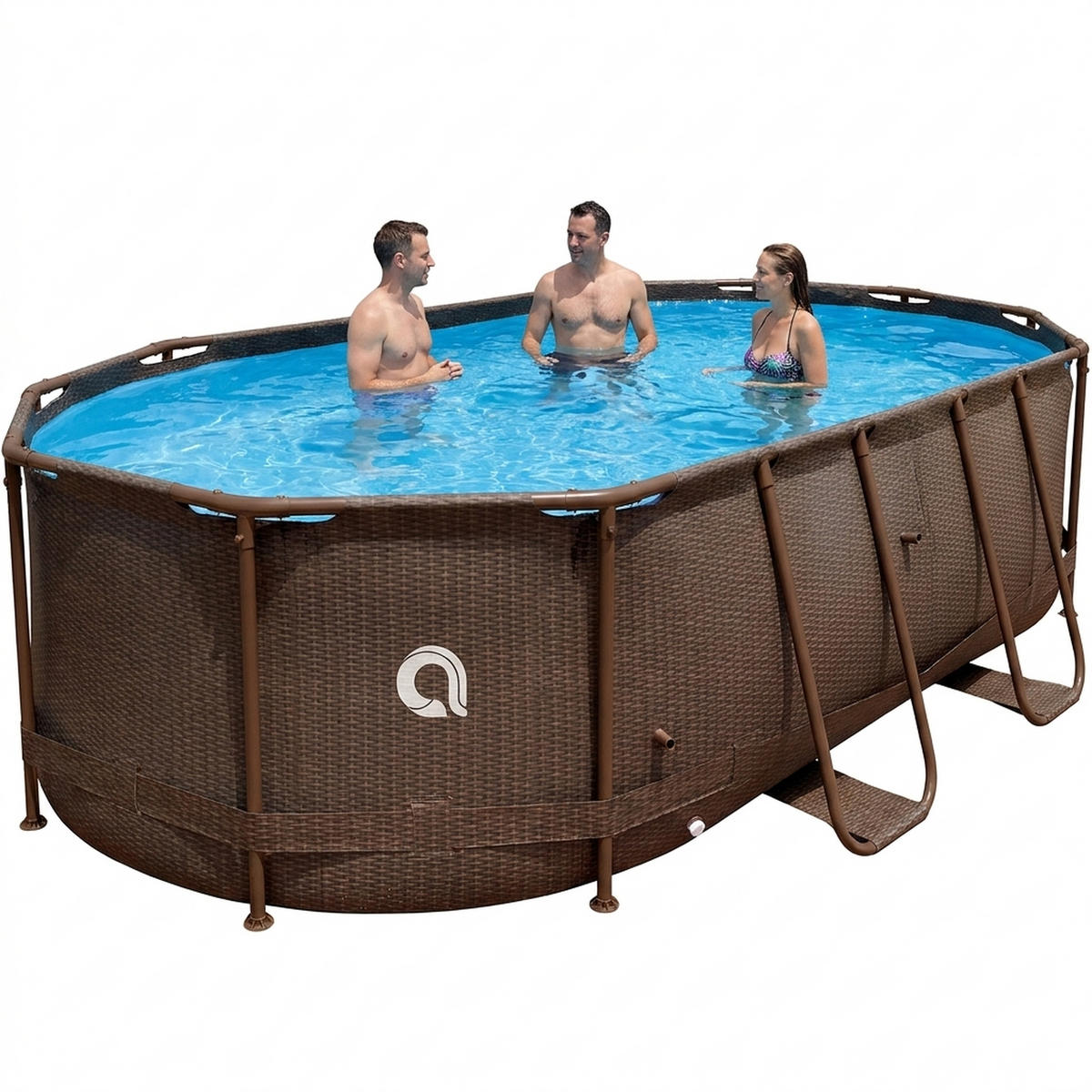 POOL Aufstellpool Framepool oval 427 x 275 x 100 cm braun ohne Filterpumpe - Braun, Kunststoff/Metall (275/100/427cm) - Avenli