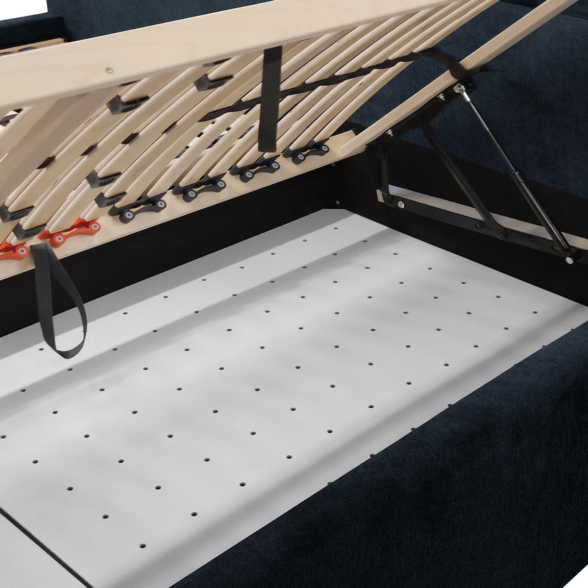 POLSTERBETT - Samt - Dunkelblau, Holz/Textil (140/200cm) - home24