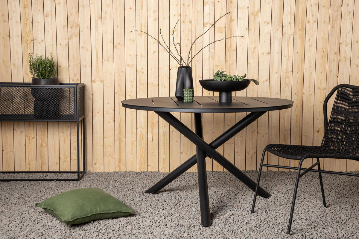 GARTENESSTISCH ALMA Schwarz 120x120x75 cm - Schwarz, Metall (120/120/75cm) - FURNLUX
