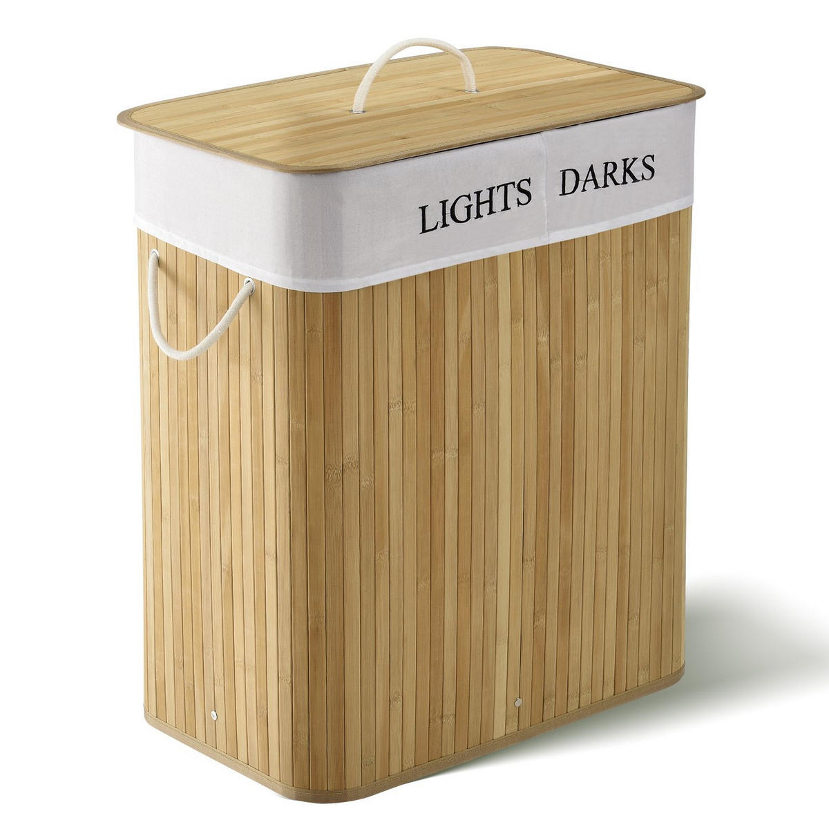 WÄSCHEKORB Curly 100 L natur - Naturfarben, Holz (52/63/32cm) - Juskys