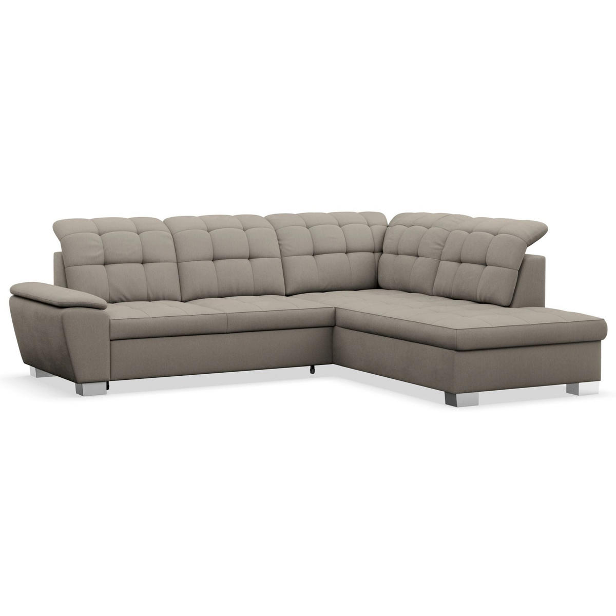 ECKSOFA Jamaal Taupe rechtsseitig - Taupe/Schwarz, Textil (212/258cm) - Selsey