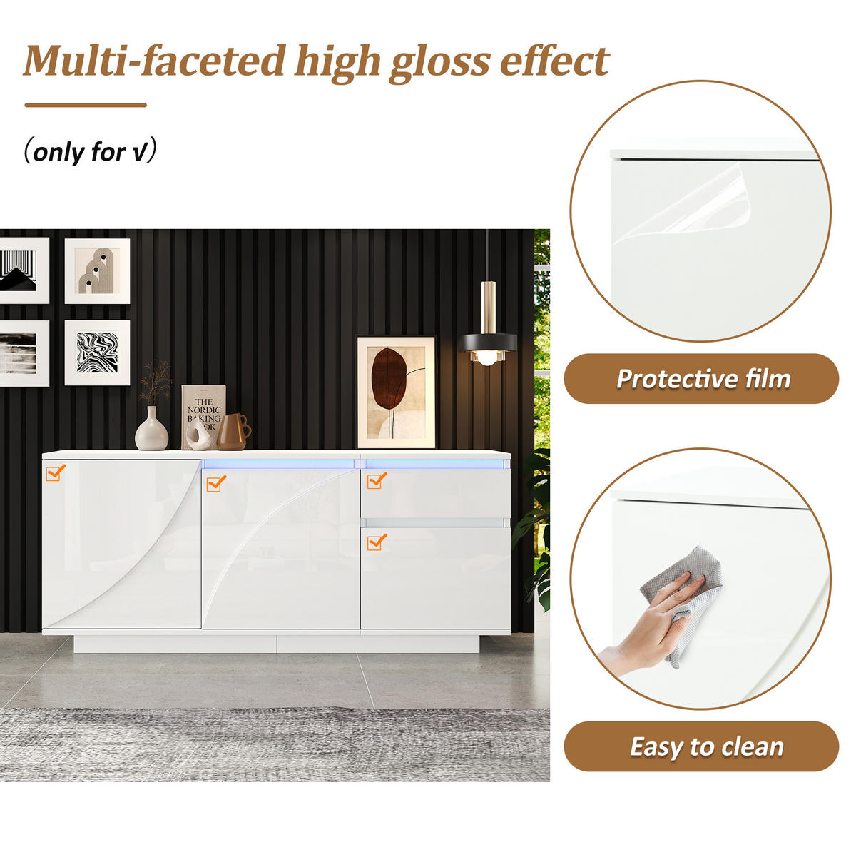 SIDEBOARD 140/40/60 cm Weiß aus MDF mit LED - Weiß, Holzwerkstoff (40/60/140cm) - OKMYHOME