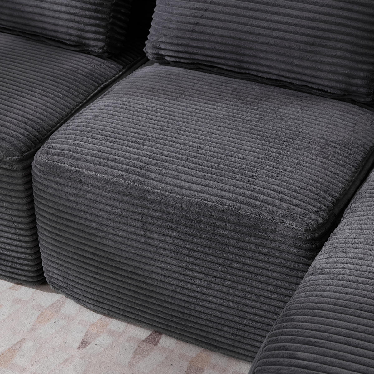 ECKSOFA Dunkelgrau 265/176/60 cm 2-Sitzer mit Cordstoff und Becherhaltern - Dunkelgrau, Textil (265/176cm) - PANGIVO