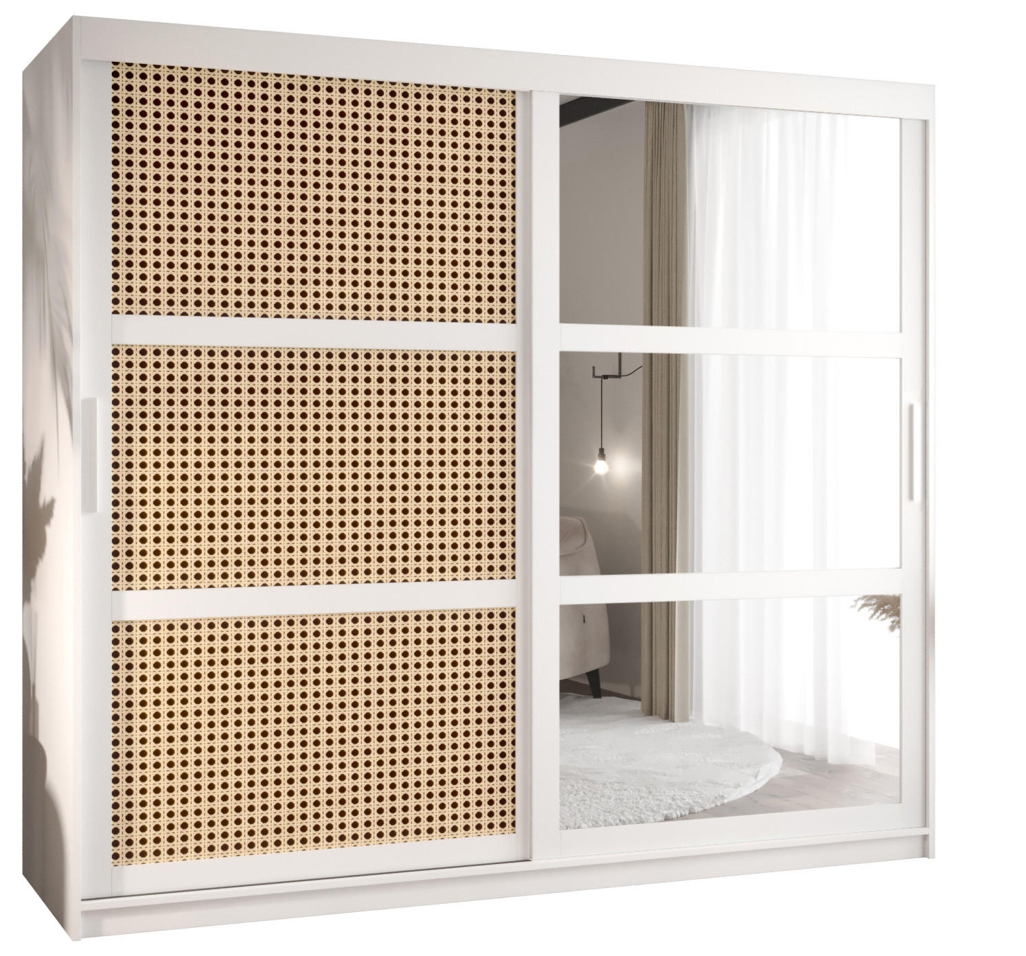 SCHWEBETÜRENSCHRANK 200/200/62 2-türig - Silberfarben/Weiß, Holz/Kunststoff (200/200/62cm) - MÖBEL KRYSPOL