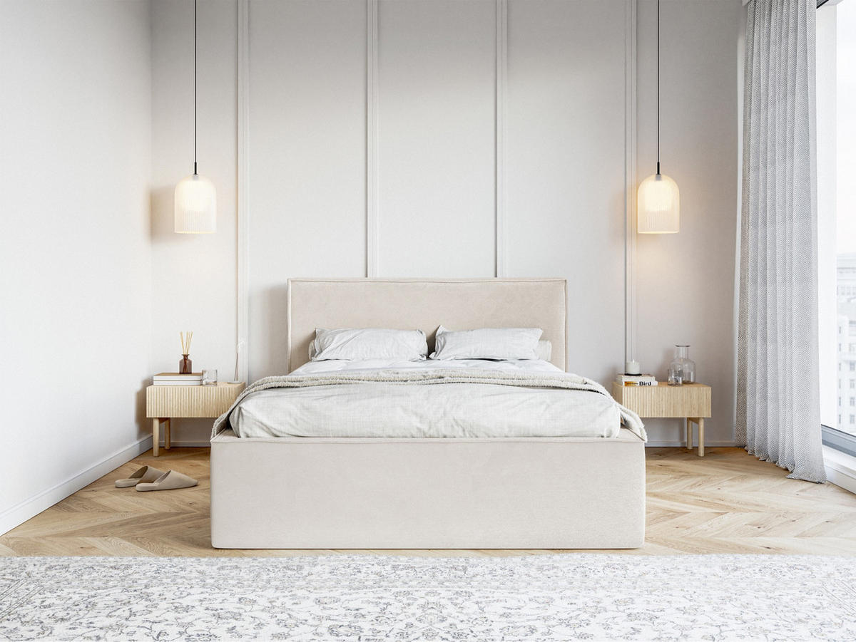 POLSTERBETT LUCERA Greige 140x200 cm - Taupe/Schwarz, Kunststoff/Textil (140/200cm) - Selsey