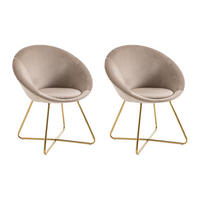 STUHL 2er-Set - Samt & goldfarbenes Metall - Beige - BURBAN - Beige, Textil (70/83/57.5cm) - Vente-Unique