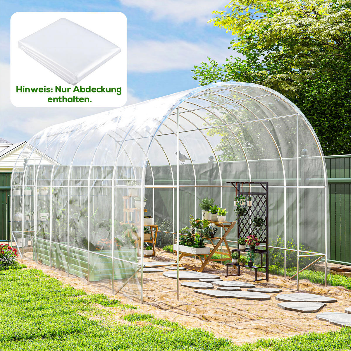 GEWÄCHSHAUSFOLIE 7 x 8 m, wasserdichtGartenfolie, aus Kunststoff, Extra Dick - Transparent, Kunststoff (700/1/800cm) - Outsunny