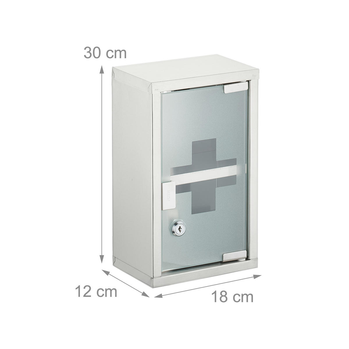 MEDIZINSCHRANK - Multicolor, Glas/Metall (18/30/12cm) - Relaxdays