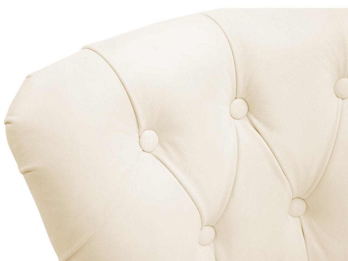 BARHOCKER Echtleder creme - Dunkelbraun/Creme, Leder/Holz (55/109/57cm) - CLP