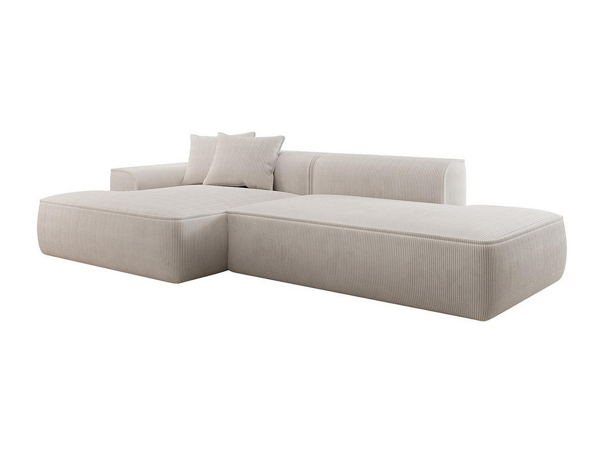 SOFA ohne Schlafmöglichkeit - 5 Personen - Samt, Stoff - Beige - Beige, Textil (305/70/156cm) - Vente-Unique
