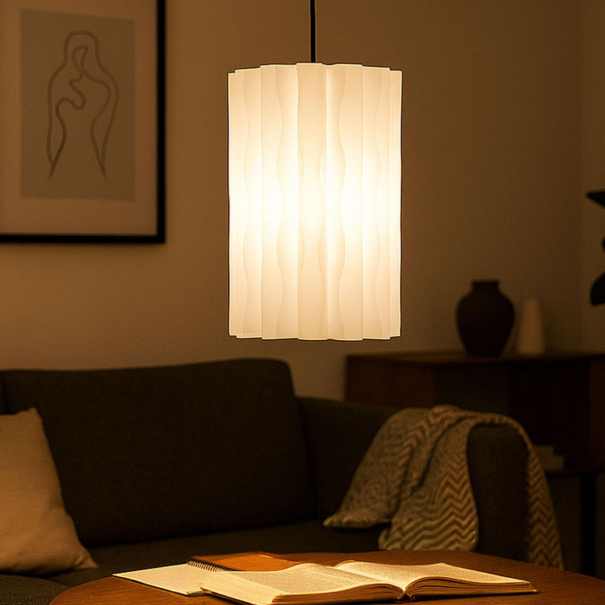 LED HÄNGELEUCHTE Elena Weiß - Weiß, Kunststoff (27/27/135cm)