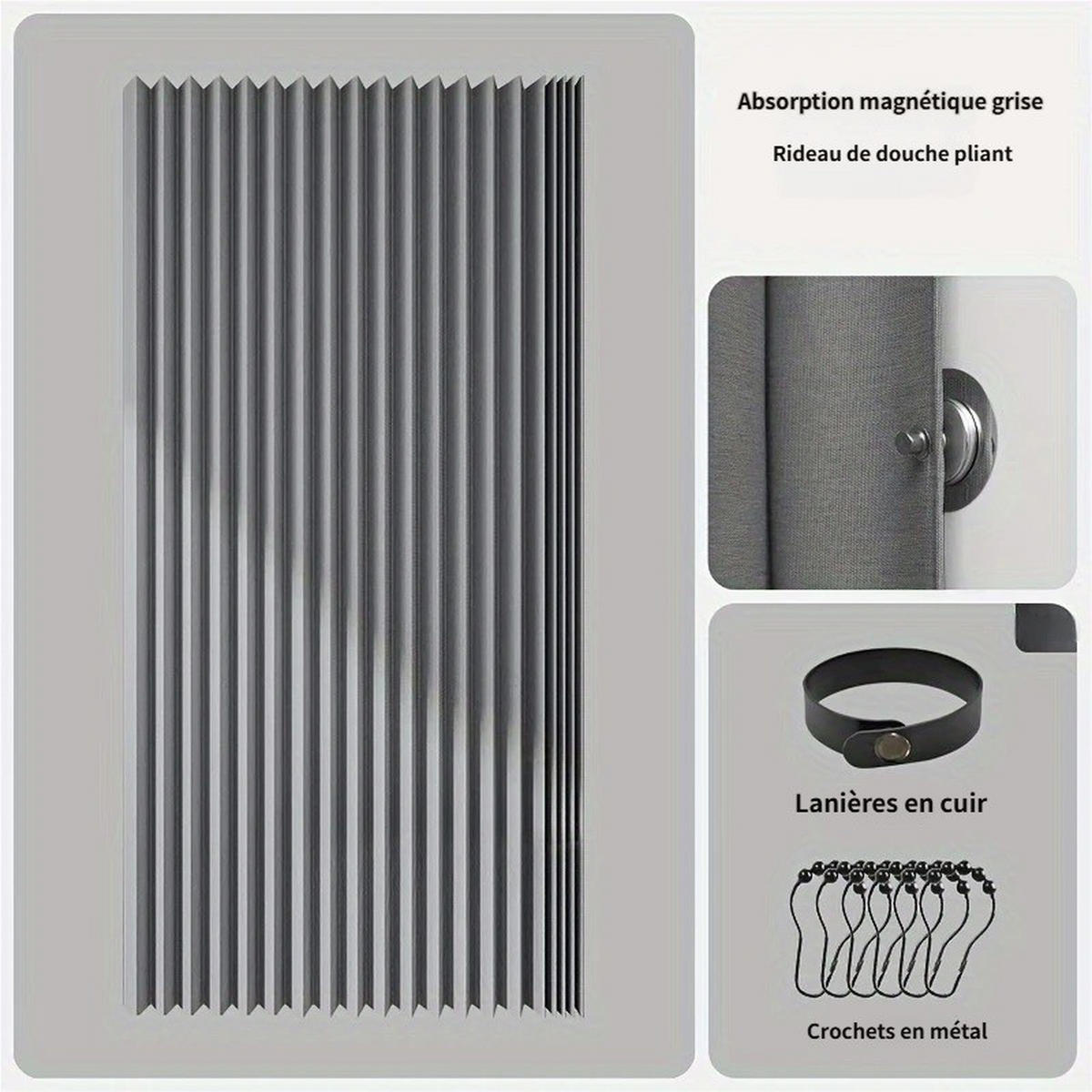 DUSCHVORHANG – Breite 150 x Höhe 200 cm – Grau – Inklusive Metallhaken - Grau, Textil (150/200cm)