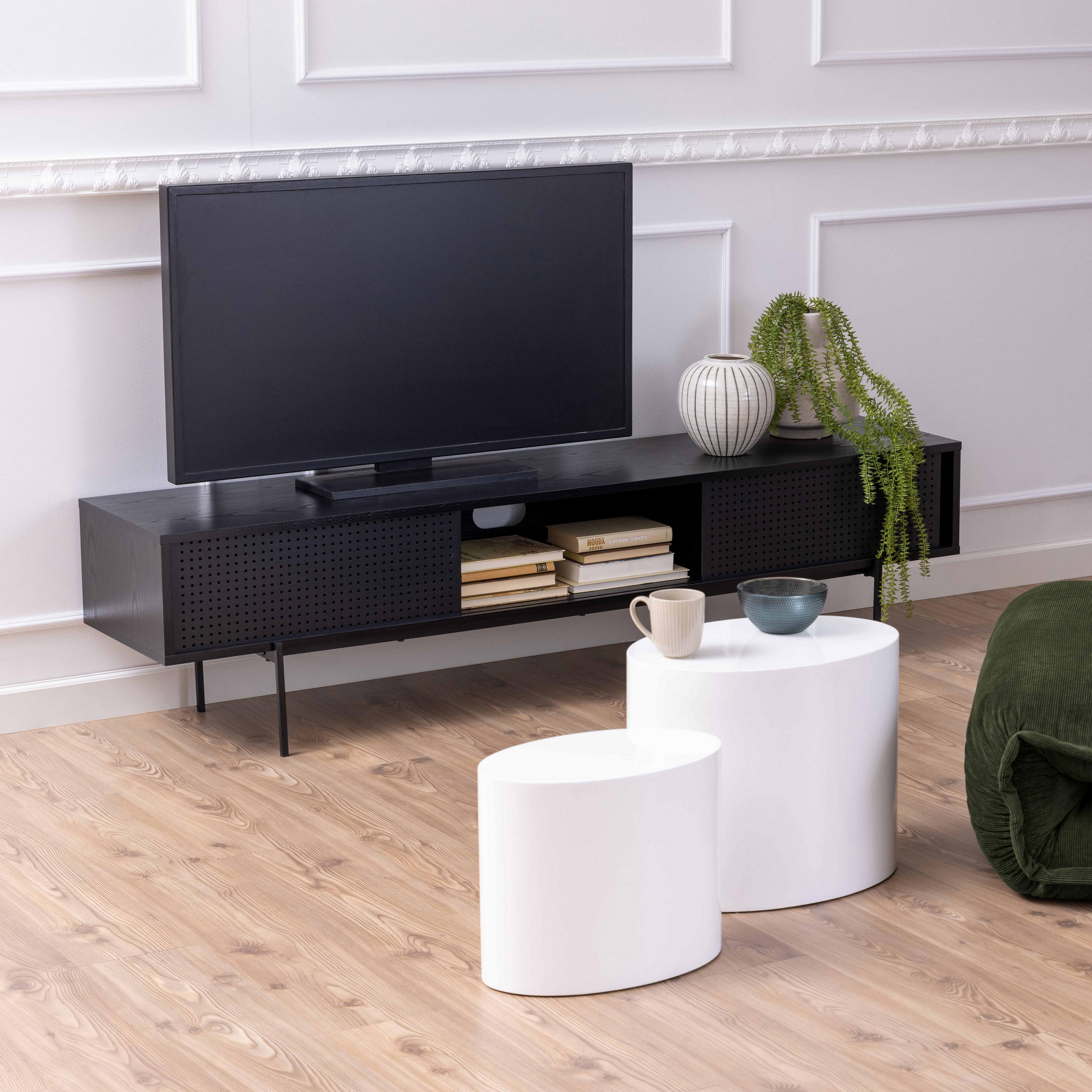 TV-ELEMENT, Schwarz - Schwarz, Metall (40/44.5/180cm) - Oviala