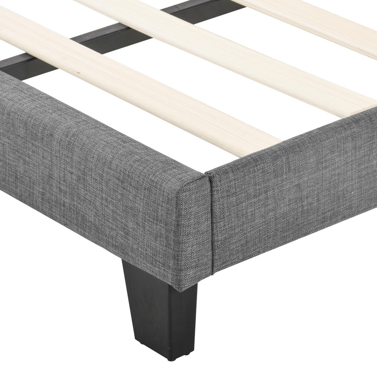 POLSTERBETT 90/200 cm mit Lattenrost, gepolstertes hohes Kopfteil, Grau - Grau, Textil (90/200cm) - Redom