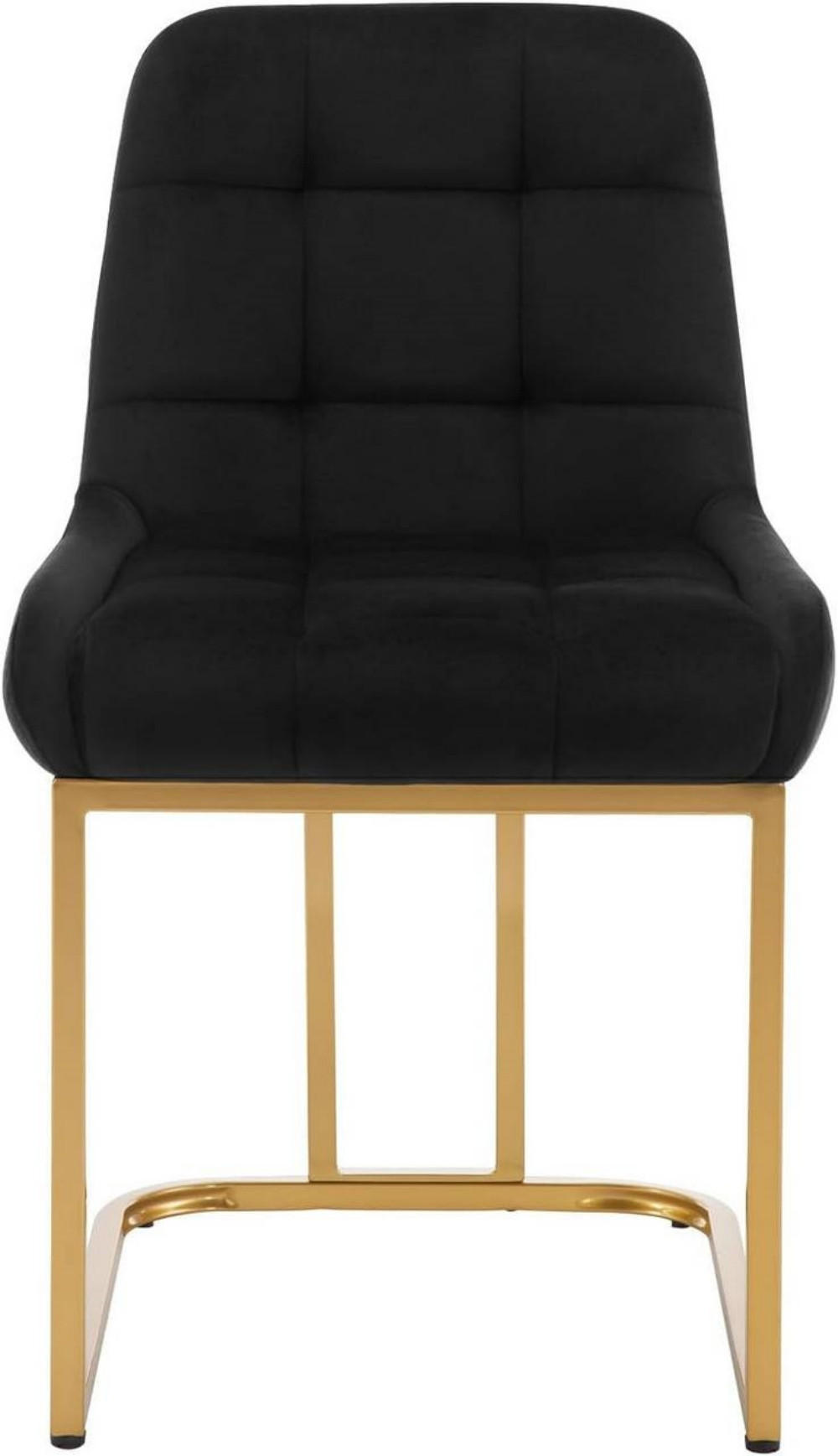 ESSZIMMERSTUHL 2er Set Beine in Bogenform, Samt, Schwarz - Goldfarben/Schwarz, Kunststoff/Textil (47.5/84/57.5cm) - Woltu