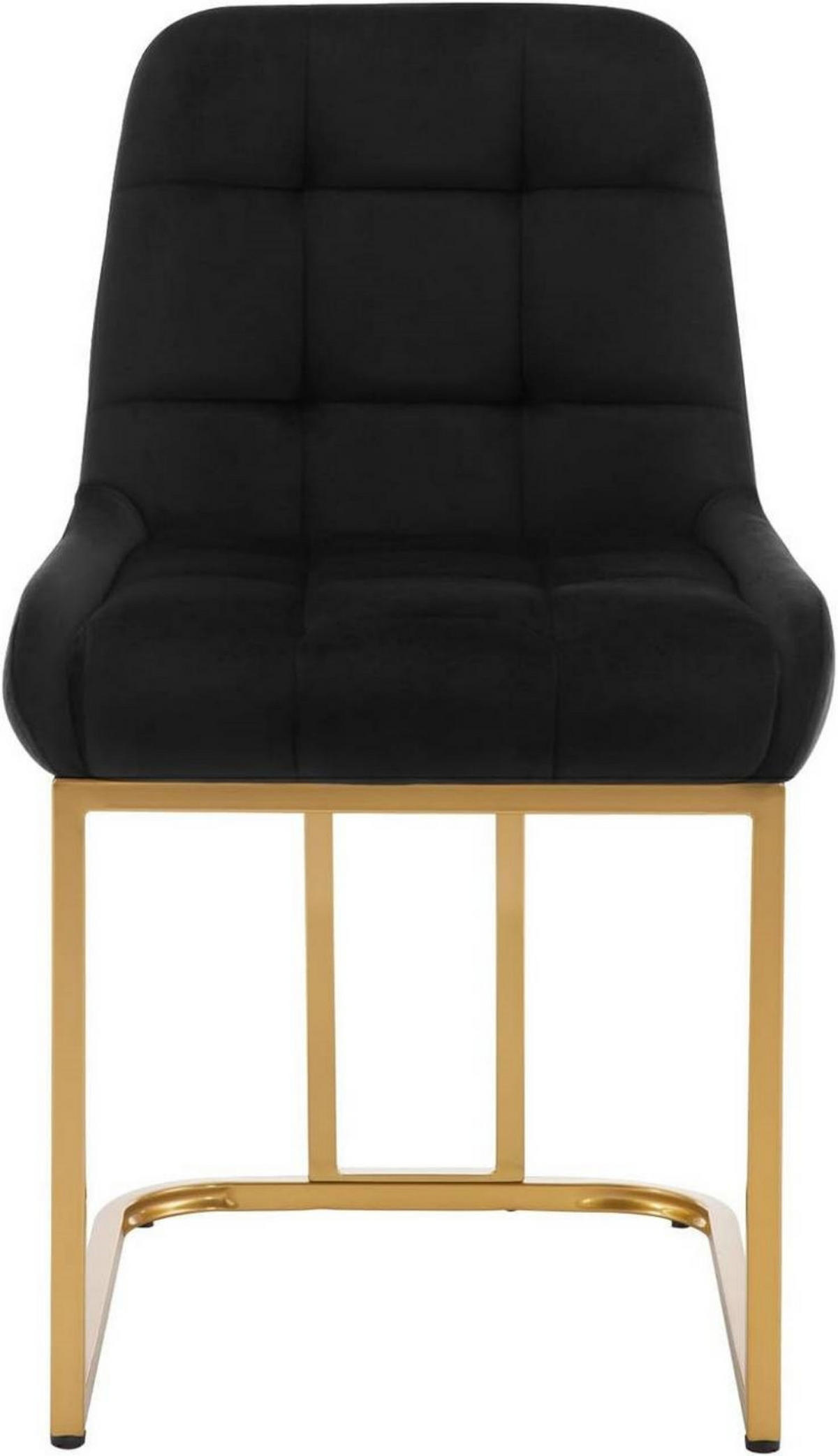 ESSZIMMERSTUHL 2er Set Beine in Bogenform, Samt, Schwarz - Goldfarben/Schwarz, Kunststoff/Textil (47.5/84/57.5cm) - Woltu
