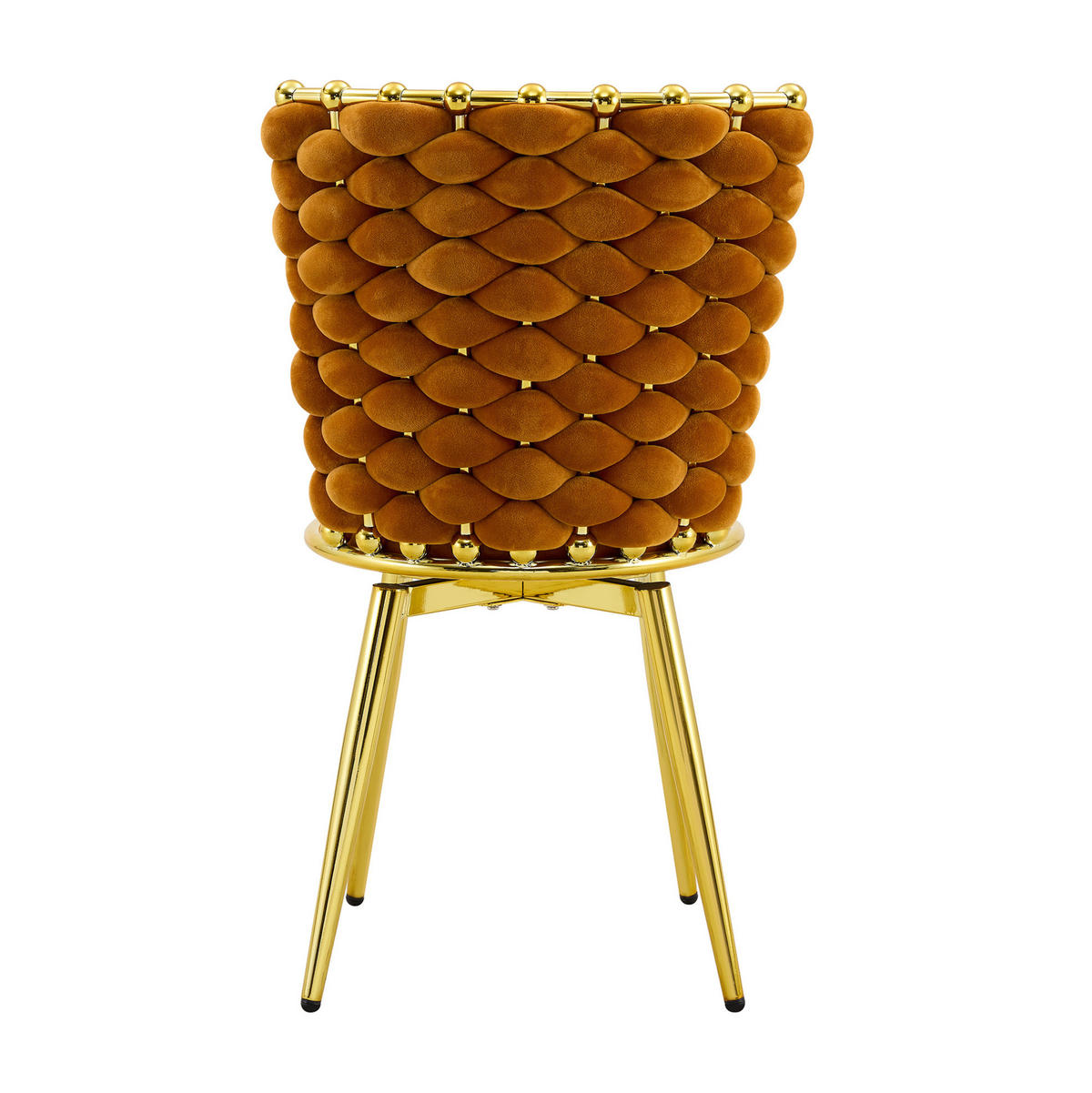 ESSZIMMERSTUHL 2er-Set Samt Orange mit goldfarbenen Beinen - Orange, Metall (50.8/87.63/53.3cm) - Meubliv
