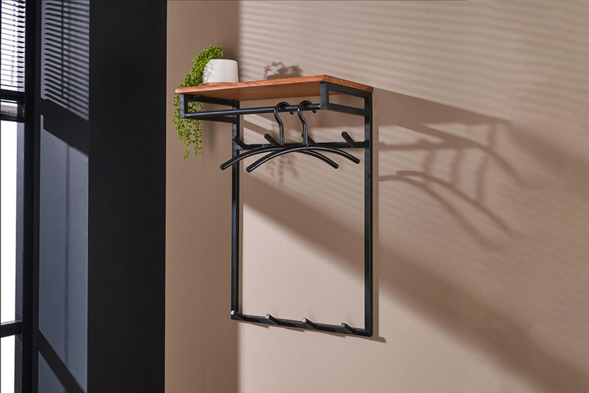 GARDEROBE ELIARA Schwarz Akazie - Schwarz, Metall (55/80/33cm) - KAWOLA