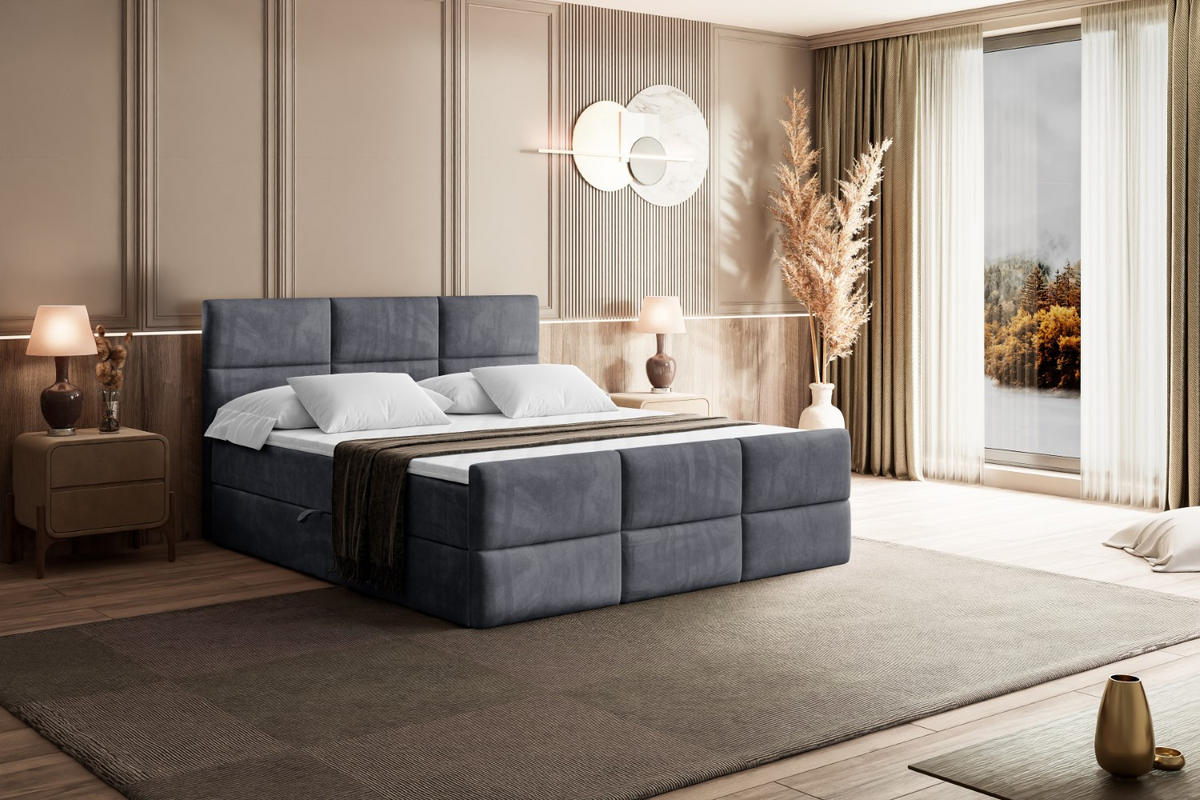 BOXBETT OHIO-Z - 120x200 cm - H4 - Dunkelgrau - Dunkelgrau, Holzwerkstoff (120/200cm) - ALTDECOR
