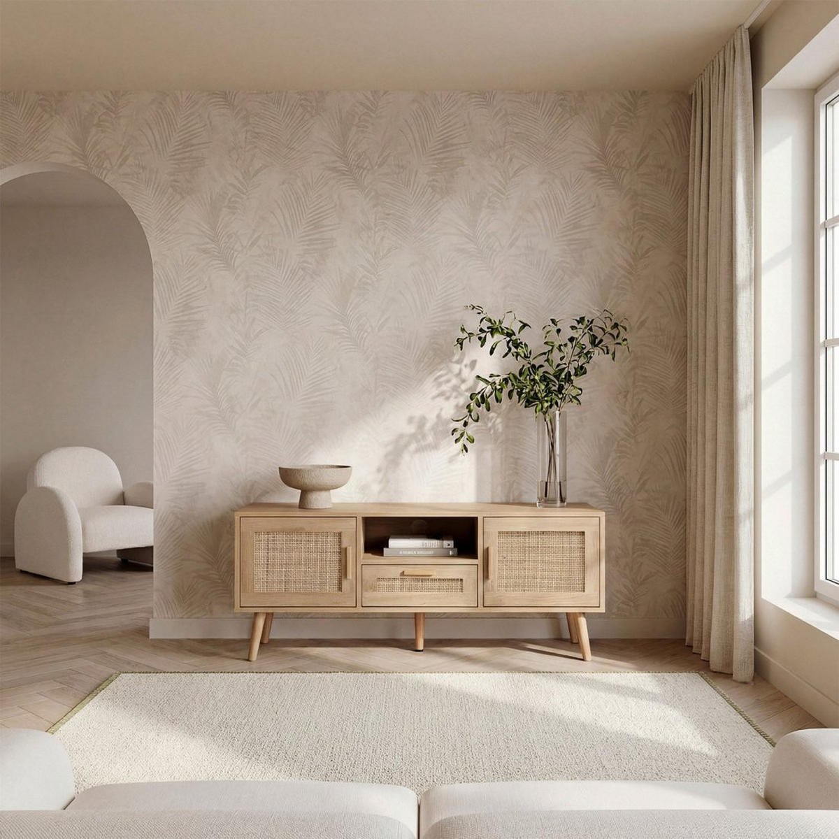 TV-ELEMENT Tahiti Natürlich 120 cm x 49 cm - Naturfarben, Holzwerkstoff (120/49/40cm) - Klast Home