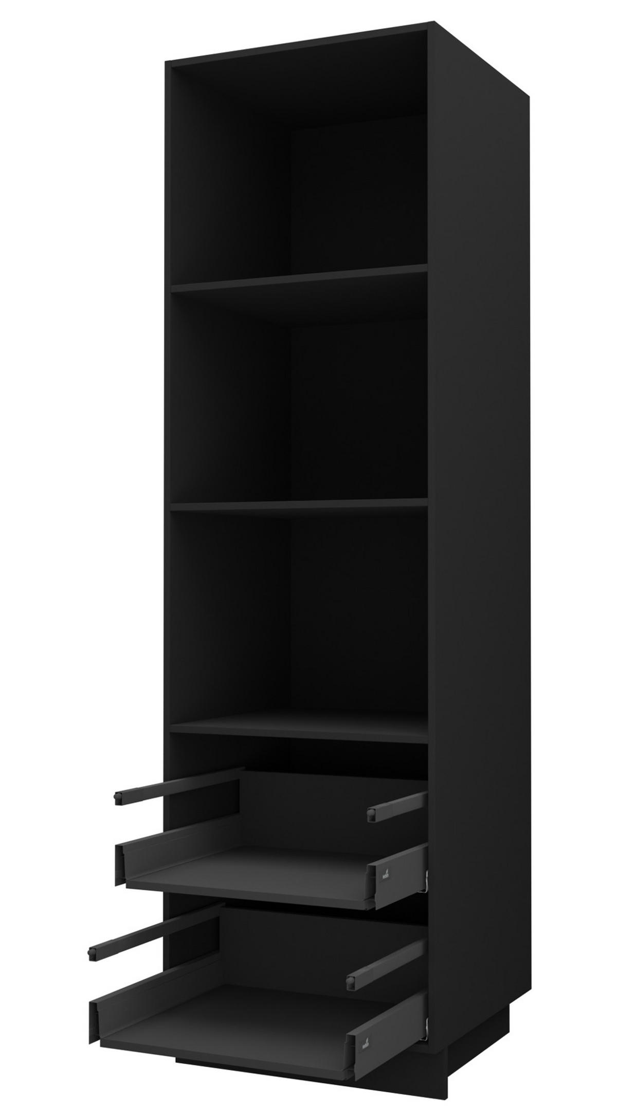 BACKOFEN-HOCHSCHRANK Kvantum D14/RU/2A/356 Vanille Matt / Schwarz Matt 60 / 59 / 207cm - Creme/Schwarz, Holz/Holzwerkstoff (60/207/59cm) - Feldmann-Wohnen