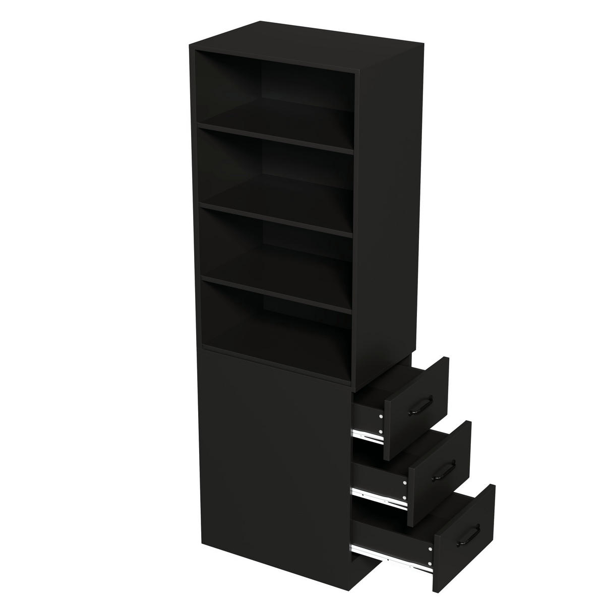 ORGANIZÉRY do kuchynských skriniek z drevotriesky, 60/38/180 cm čierny, s bočnými zásuvkami - čierna, kompozitné drevo (60/180/38cm) - BEAOK
