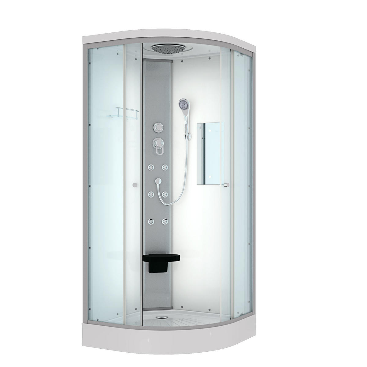 DUSCHE Fertigdusche D10-00T0 Weiß 80x80 - Weiß, Glas/Kunststoff (80/80/215cm) - AcquaVapore by Sandra Jentho