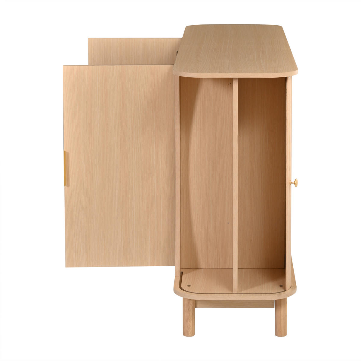 SIDEBOARD DE-37838 mit 2 Schiebetüren und verstellbarem Boden Holzfarbe - Naturfarben, Holzwerkstoff (140/88/40cm) - ComfortXL