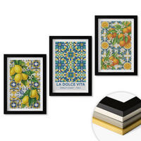 WANDBILDER 3er-Set - 20x30 cm Schwarzer Rahmen - Zitronen, Orangen, Blumen, Italien - Schwarz, Kunststoff (20/30cm) - ArtPrintCave